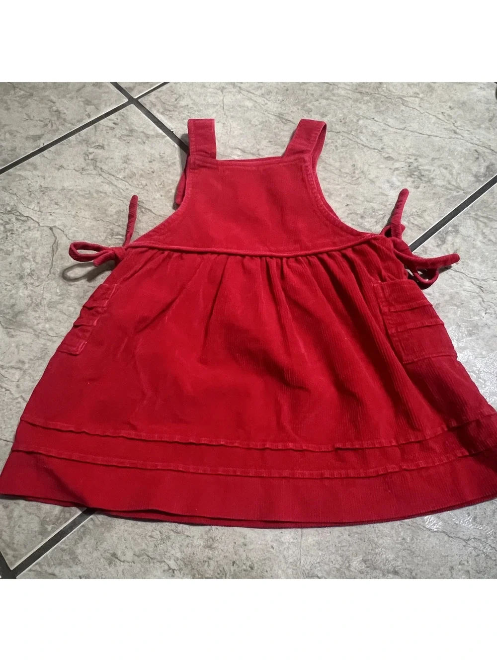 Vintage Popsicle Corduroy Red Dress Pockets 100% Cotton Size 6x Kids Girls